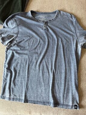 Lucky Brand Heather Blue Short-Sleeve Henley Tee